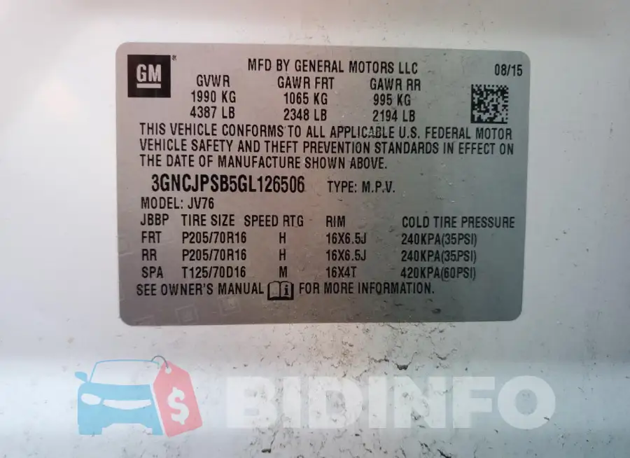 3GNCJPSB5GL126506 Photo# 14