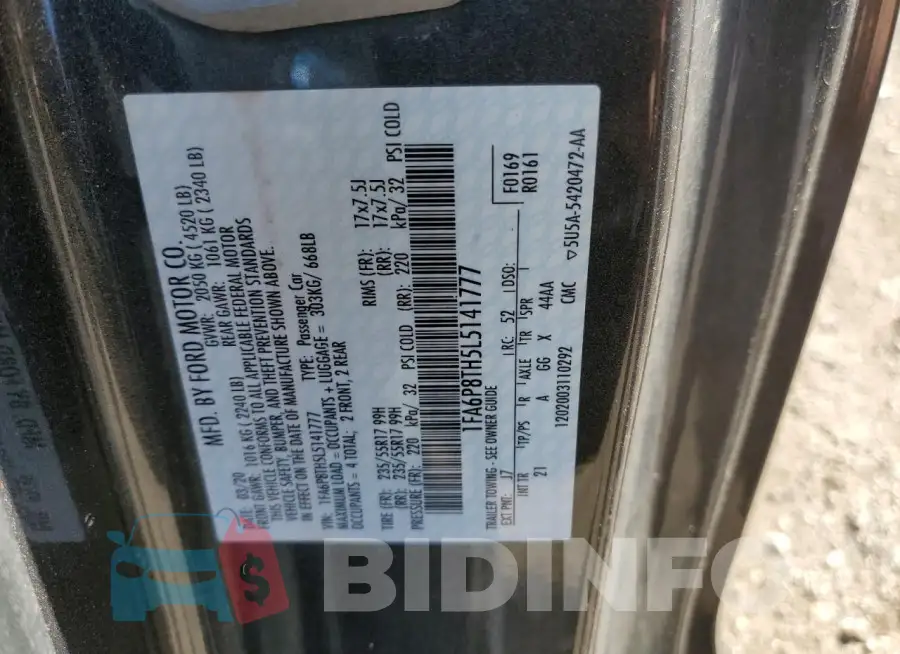 1FA6P8TH5L5141777 Photo# 12