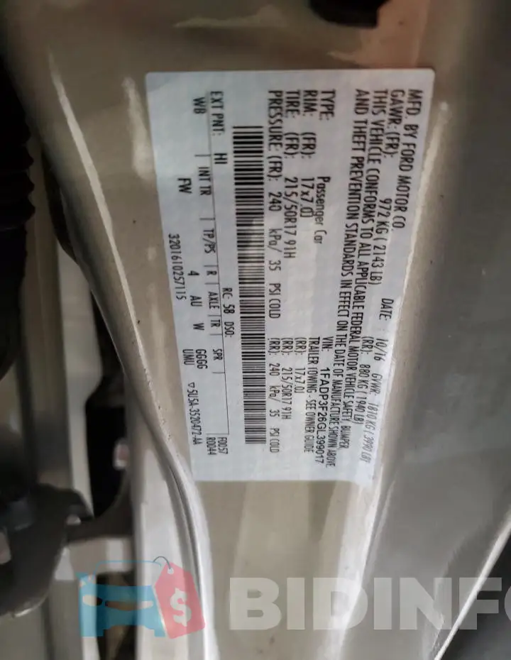 1FADP3F26GL399017 Photo# 13