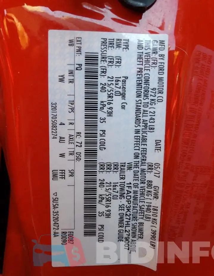 1FADP3K27HL279007 Photo# 13
