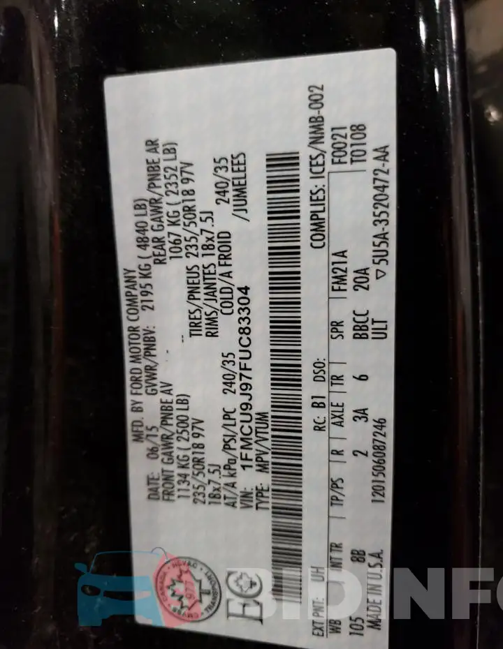 1FMCU9J97FUC83304 Photo# 13