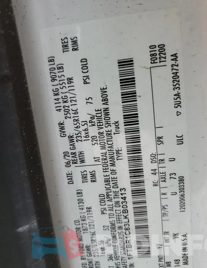 1FTBR1C83LKB03413 Photo# 13