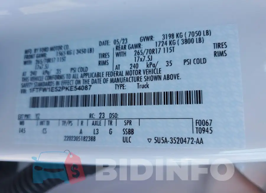 1FTFW1E52PKE54087 Photo# 12