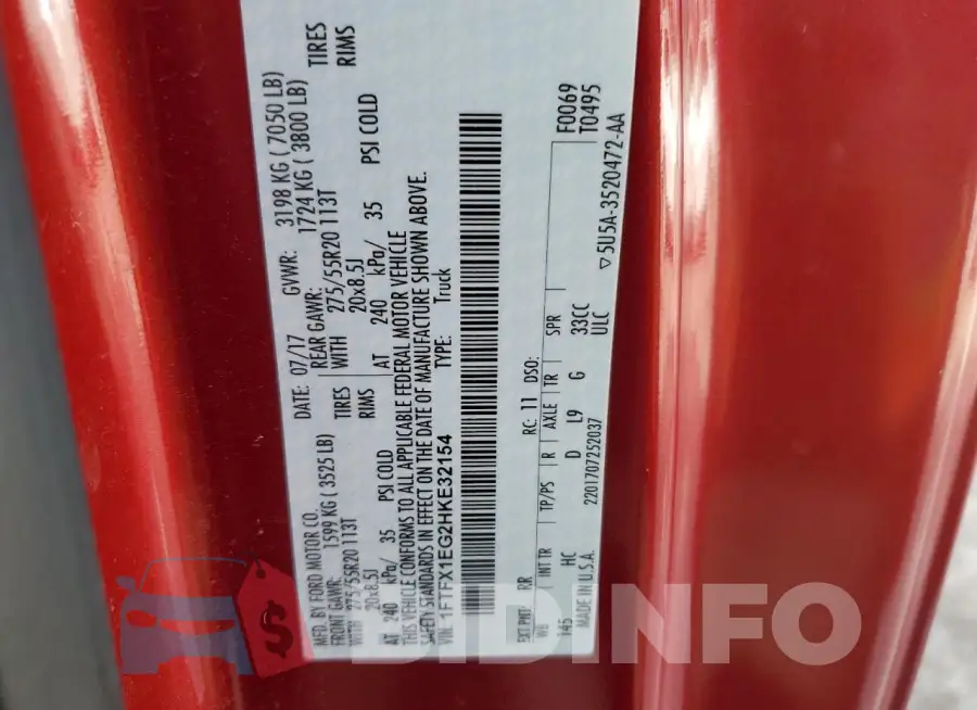 1FTFX1EG2HKE32154 Photo# 12
