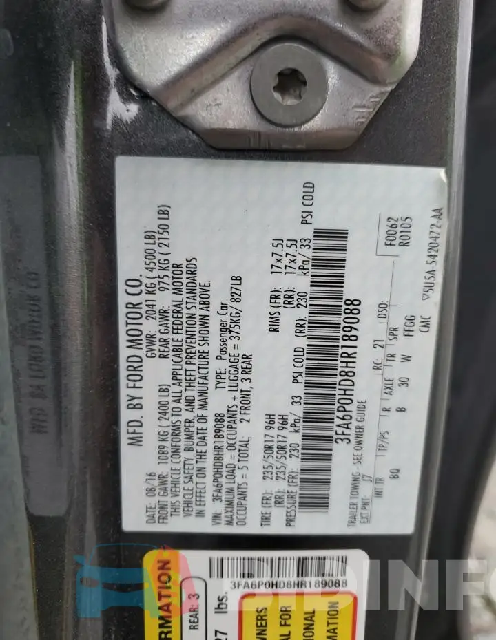 3FA6P0HD8HR189088 Photo# 12