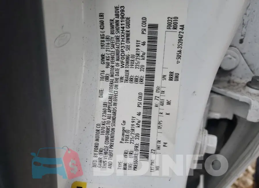 WF0DP3THXH4119093 Photo# 13