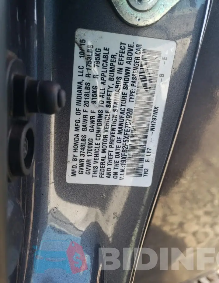 19XFB2F5XFE707920 Photo# 12