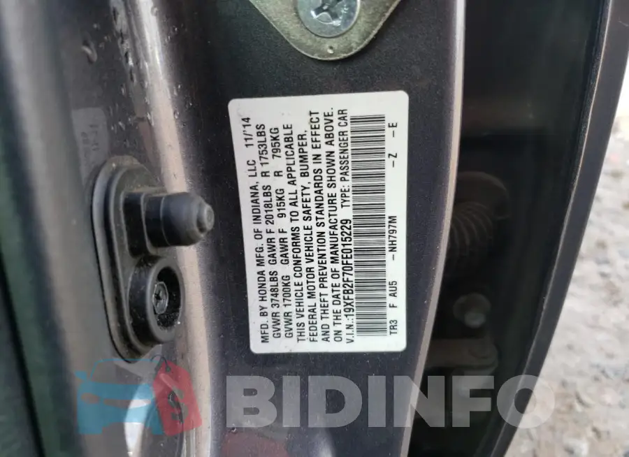 19XFB2F70FE015229 Photo# 12