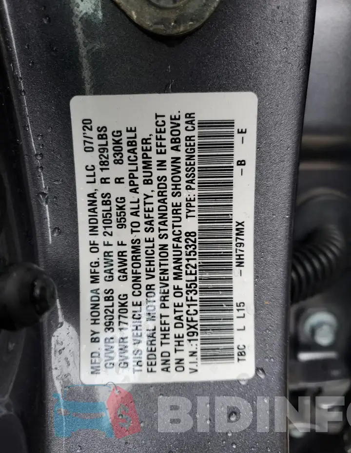 19XFC1F35LE215328 Photo# 12