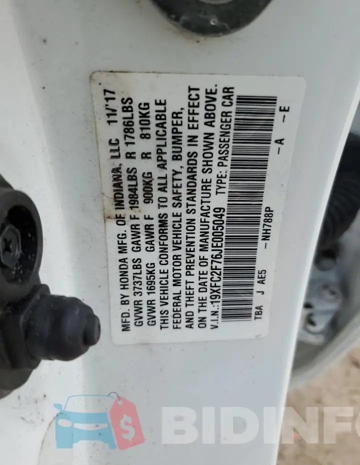 19XFC2F76JE005049 Photo# 13