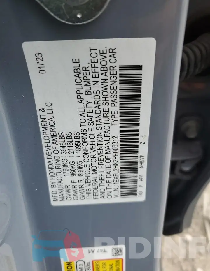 19XFL2H82PE006312 Photo# 12