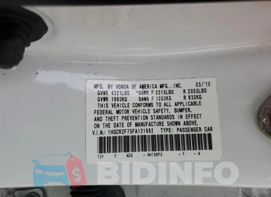 1HGCR2F75FA131982 Photo# 12