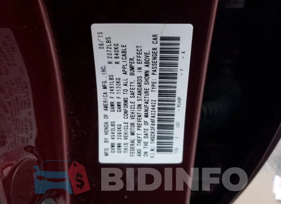 1HGCR3F84FA034402 Photo# 13