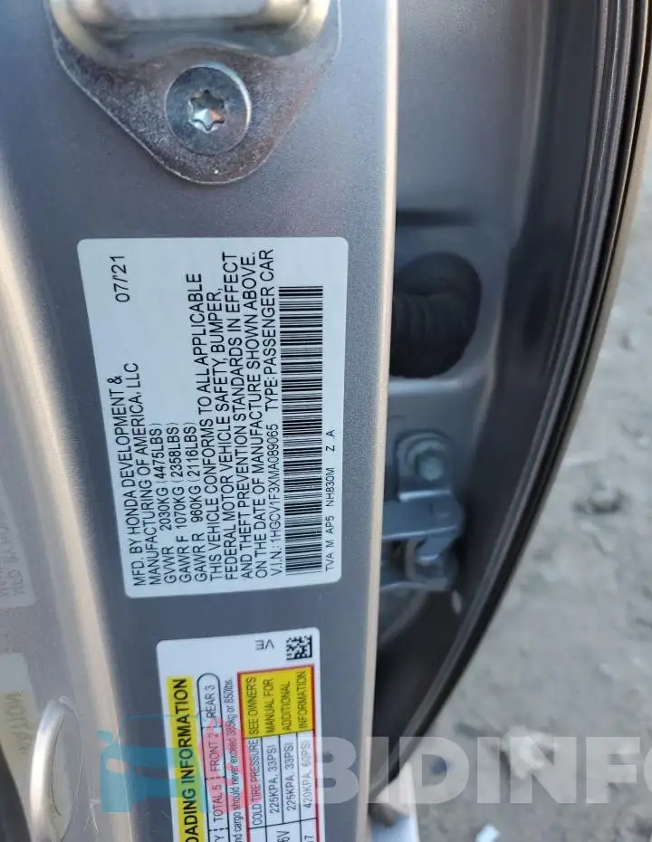 1HGCV1F3XMA089065 Photo# 12
