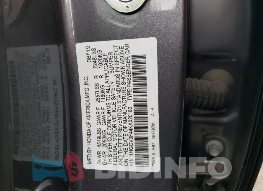 1HGCV3F44KA020180 Photo# 13