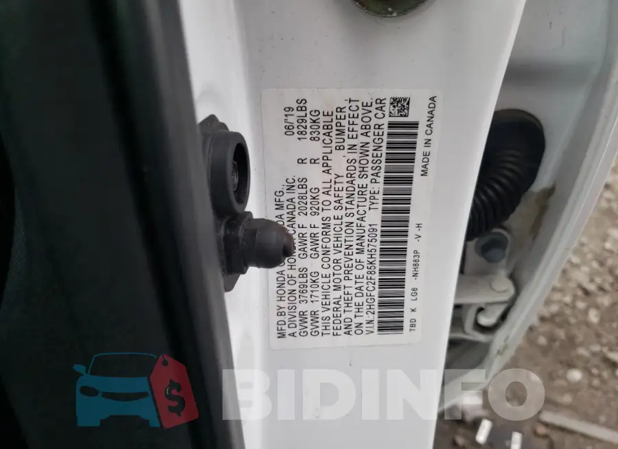 2HGFC2F85KH575091 Photo# 13