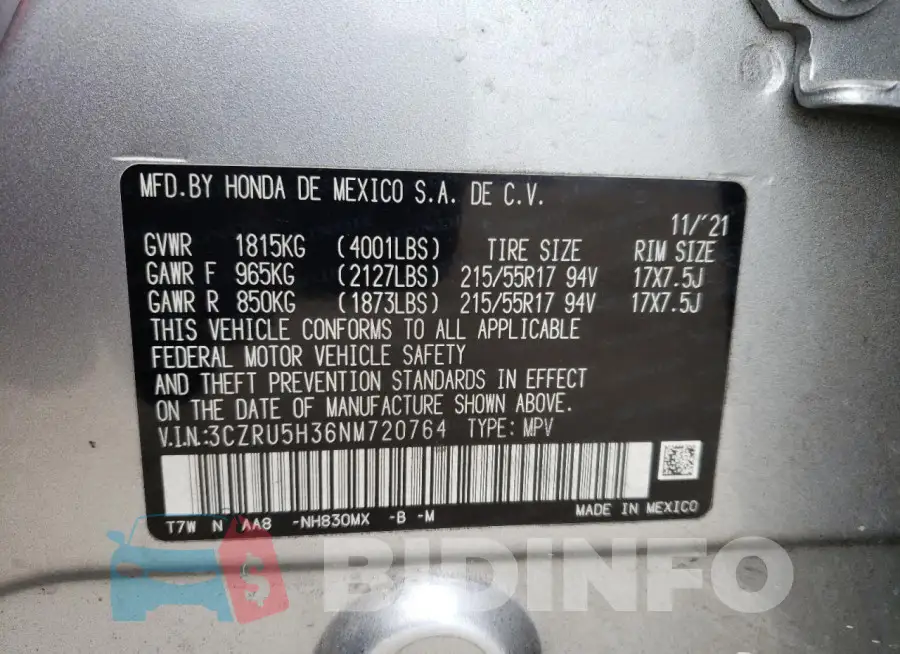 3CZRU5H36NM720764 Photo# 13