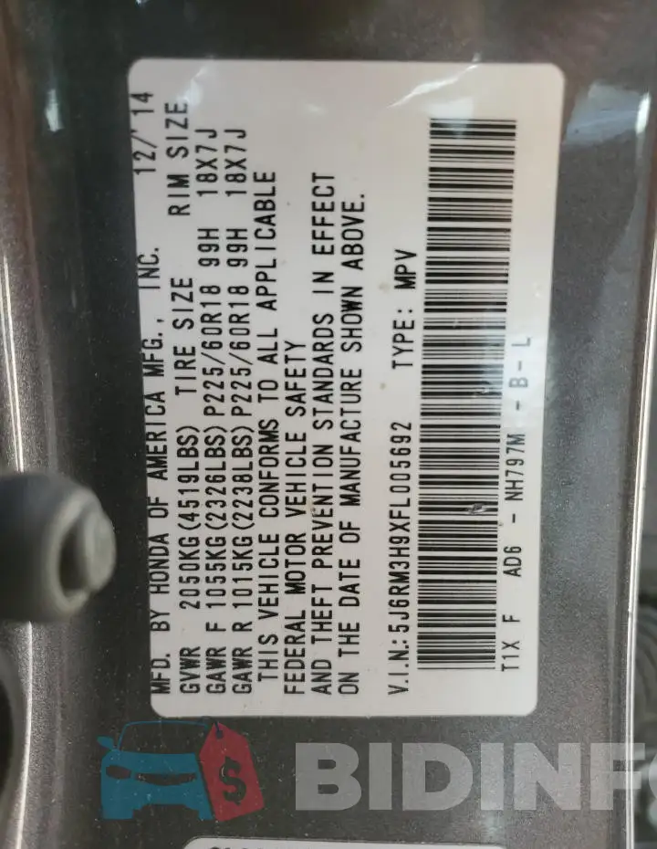 5J6RM3H9XFL005692 Photo# 12