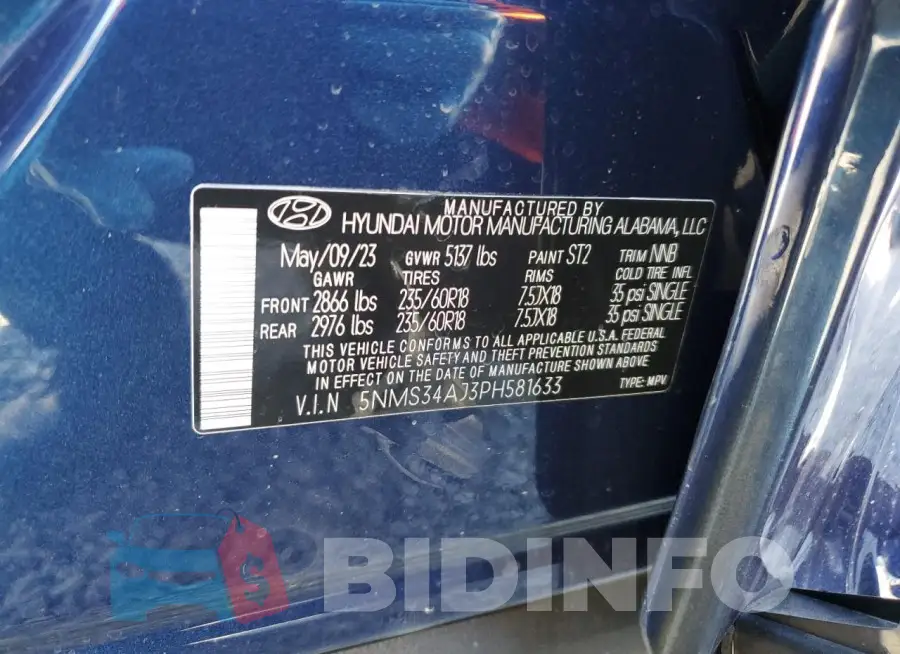5NMS34AJ3PH581633 Photo# 12