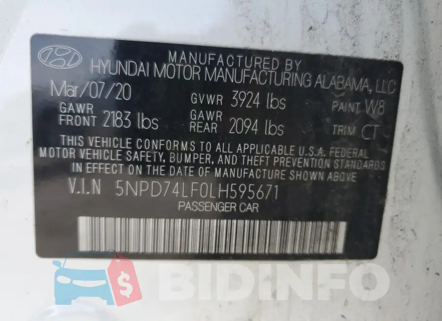 5NPD74LF0LH595671 Photo# 13