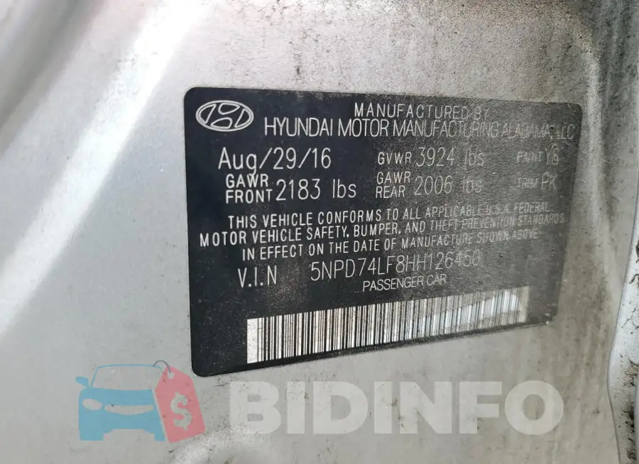 5NPD74LF8HH126450 Photo# 12
