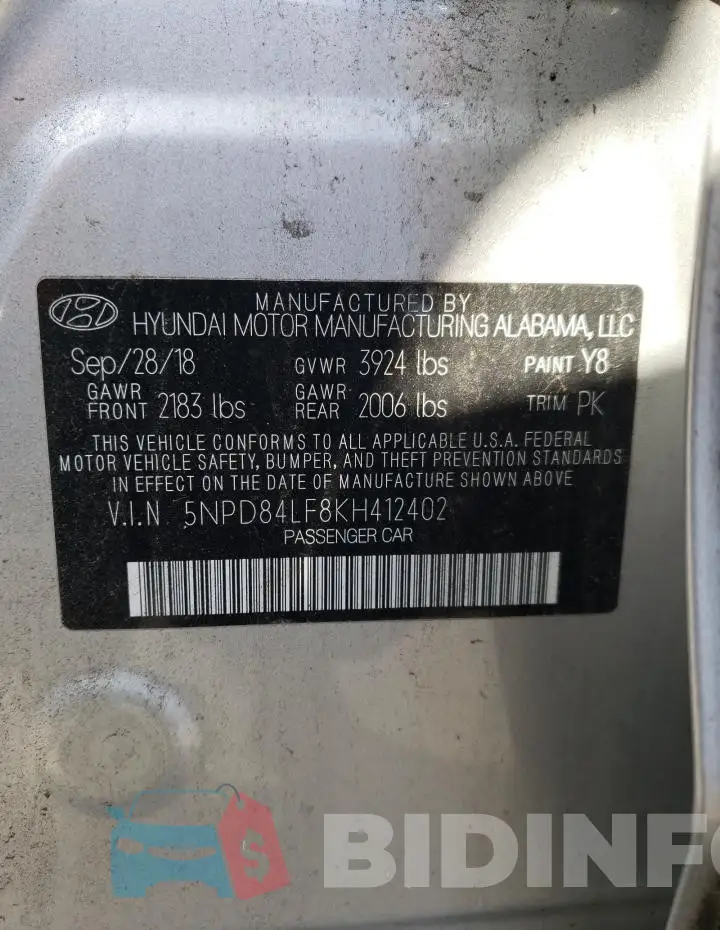 5NPD84LF8KH412402 Photo# 12