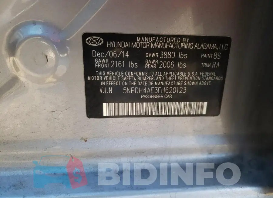 5NPDH4AE3FH620123 Photo# 12