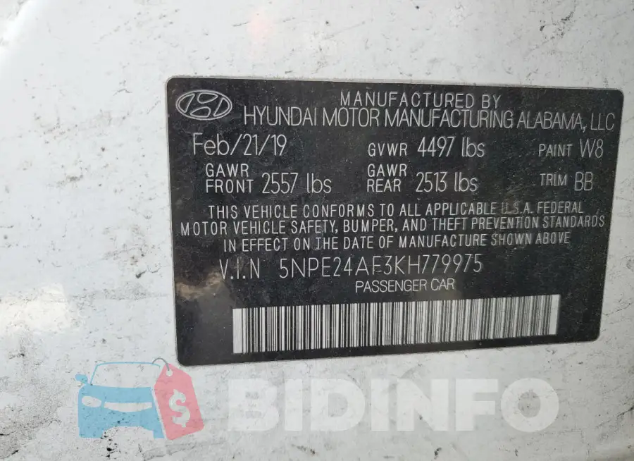 5NPE24AF3KH779975 Photo# 12
