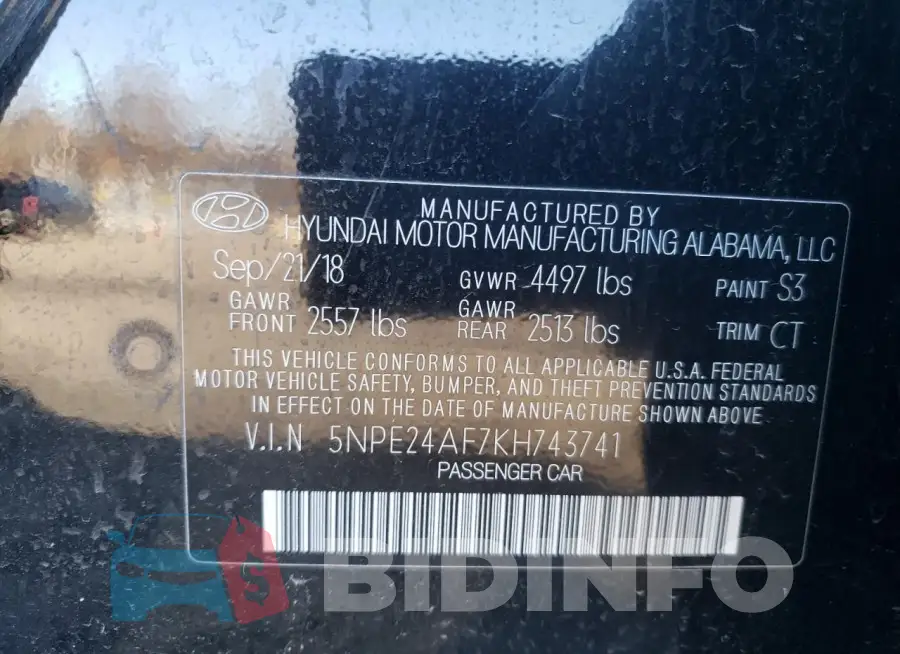 5NPE24AF7KH743741 Photo# 12