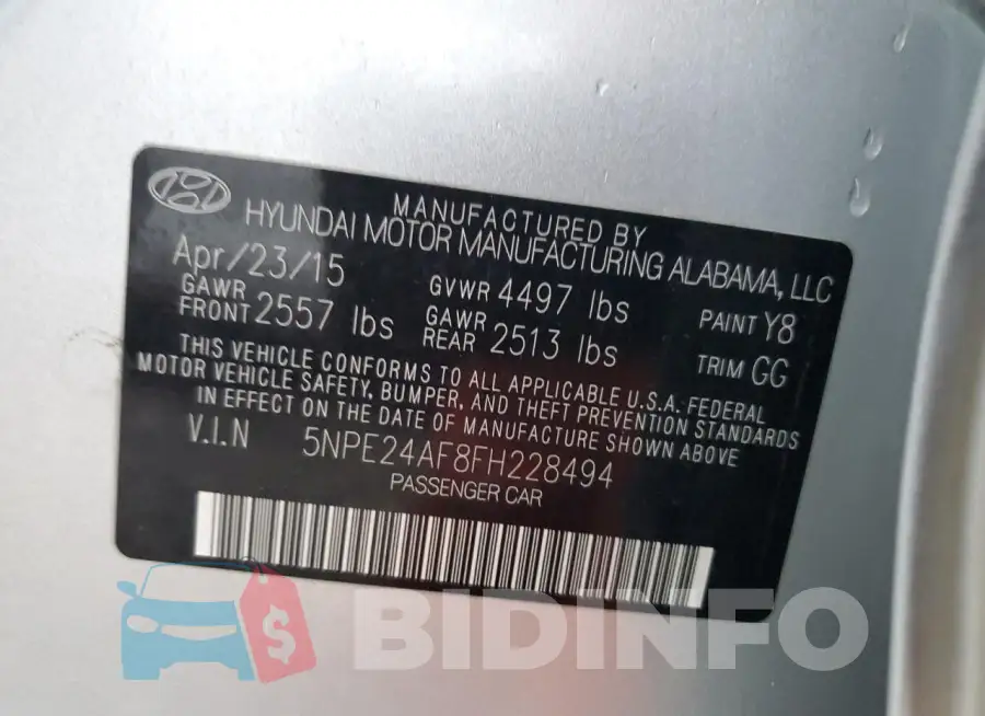 5NPE24AF8FH228494 Photo# 12