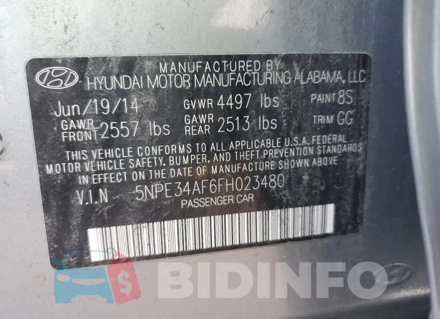 5NPE34AF6FH023480 Photo# 12