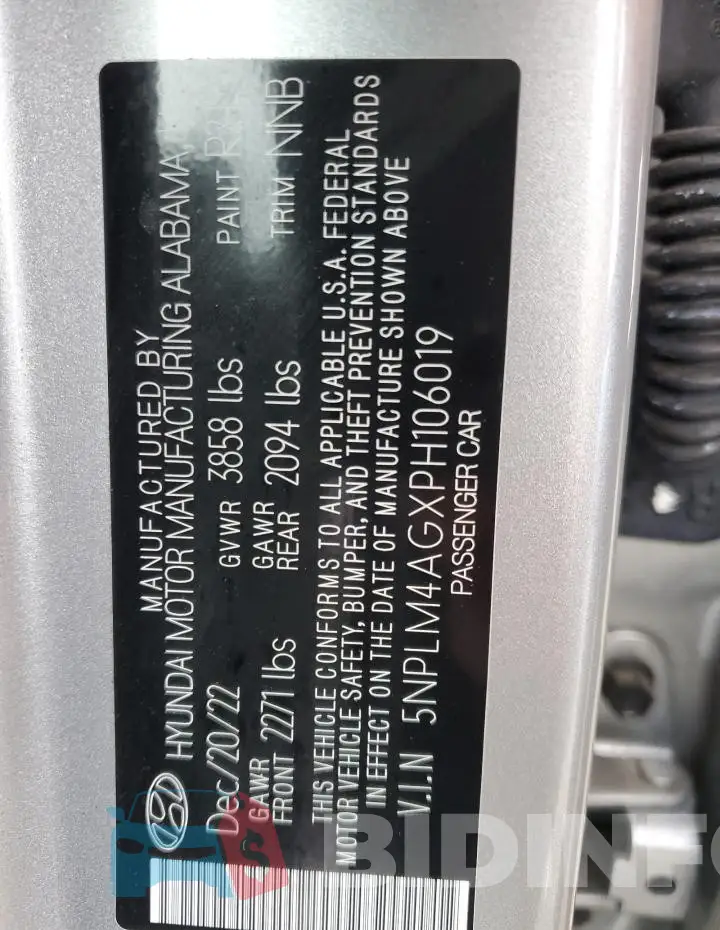 5NPLM4AGXPH106019 Photo# 12