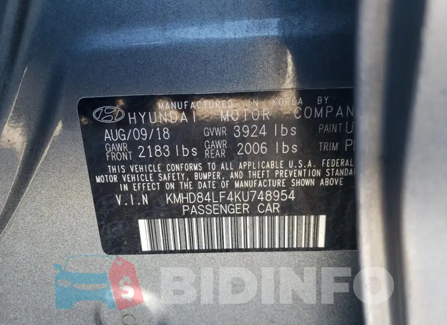 KMHD84LF4KU748954 Photo# 12