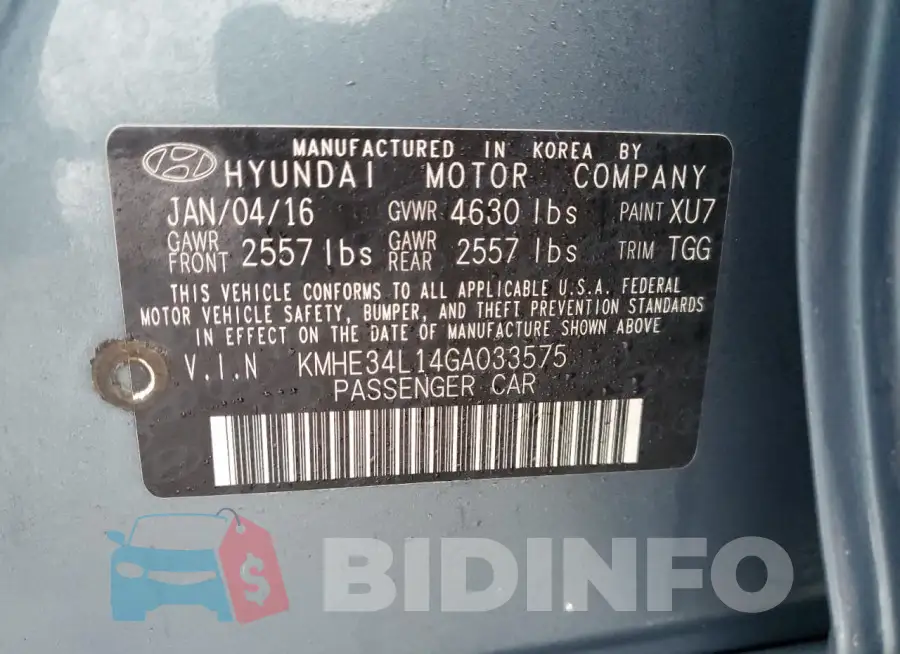 KMHE34L14GA033575 Photo# 12