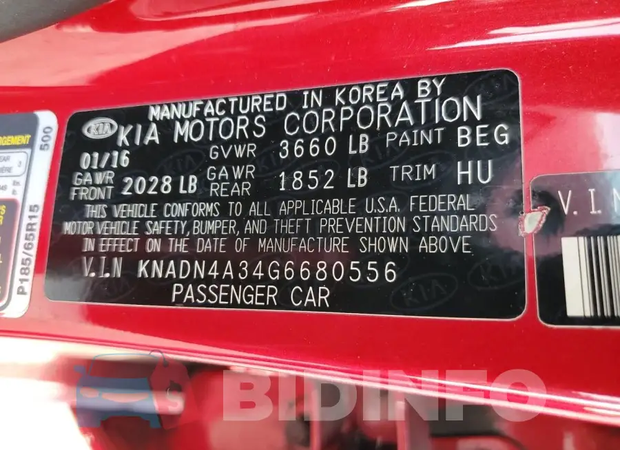 KNADN4A34G6680556 Photo# 12