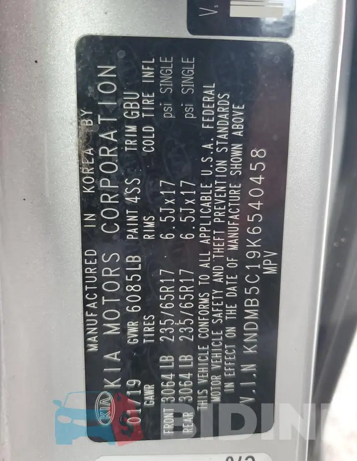 KNDMB5C19K6540458 Photo# 13