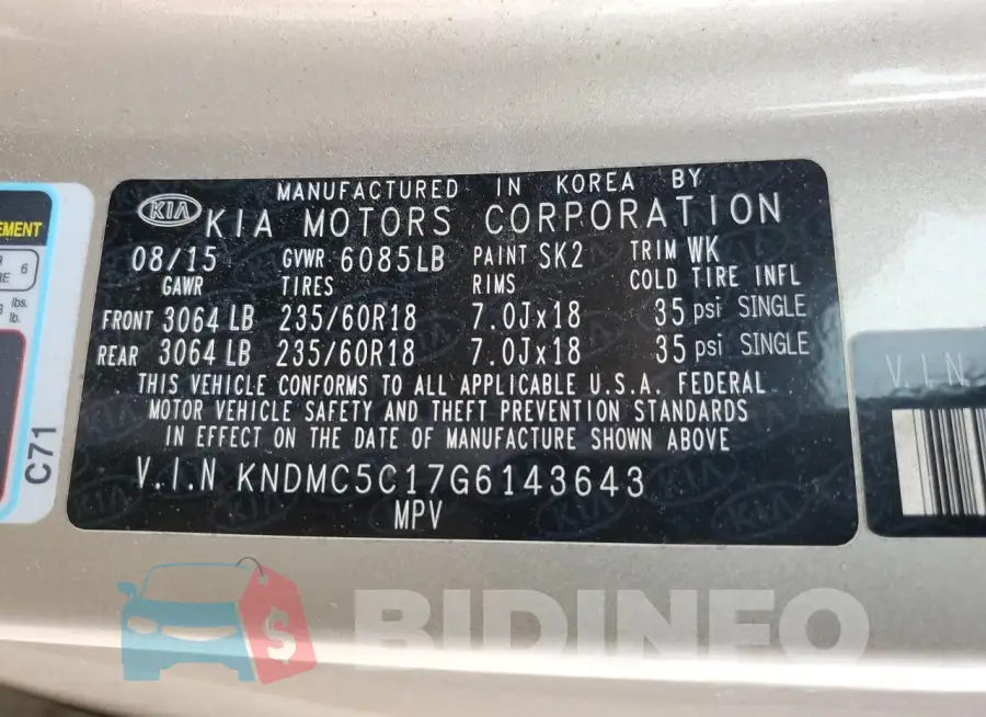 KNDMC5C17G6143643 Photo# 14