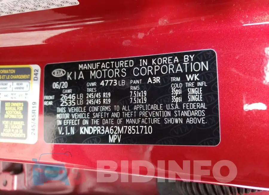 KNDPR3A62M7851710 Photo# 14