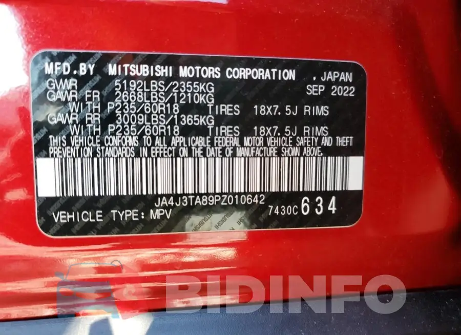 JA4J3TA89PZ010642 Photo# 14