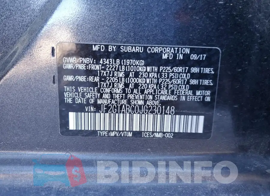 JF2GTABC0JG230148 Photo# 12