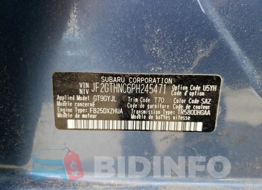 JF2GTHNC6PH245471 Photo# 12