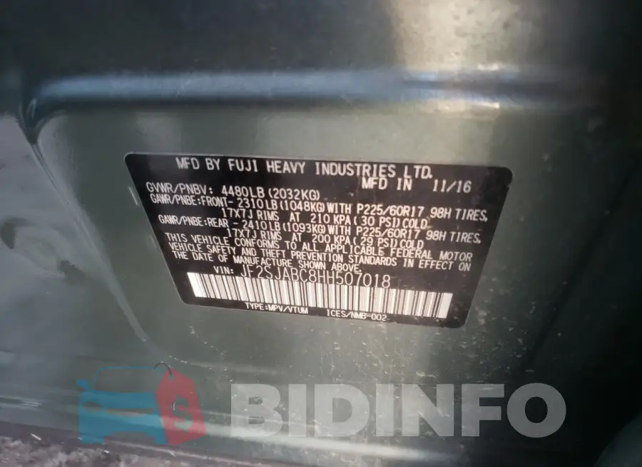 JF2SJABC8HH507018 Photo# 12