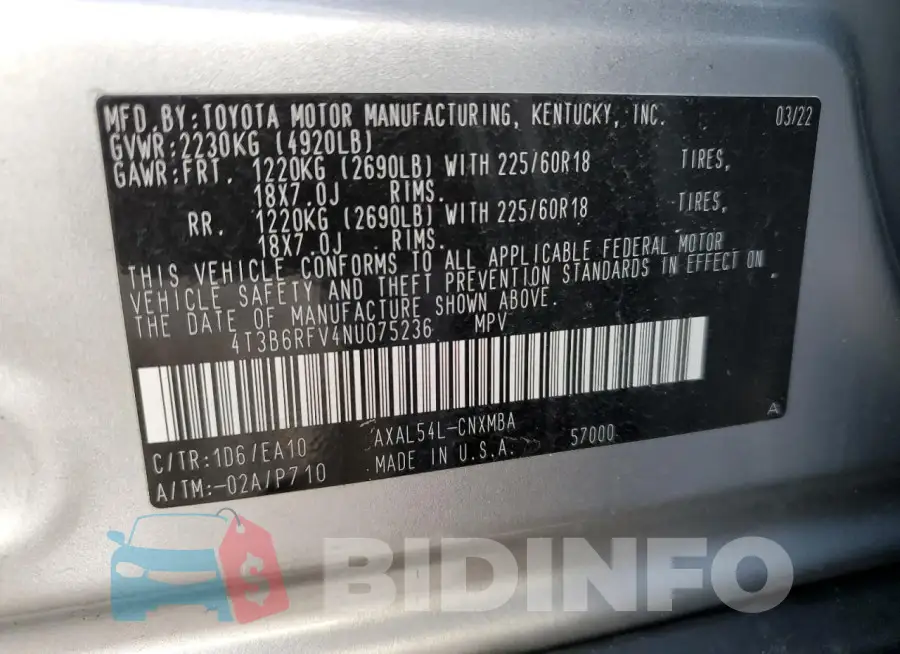 4T3B6RFV4NU075236 Photo# 13