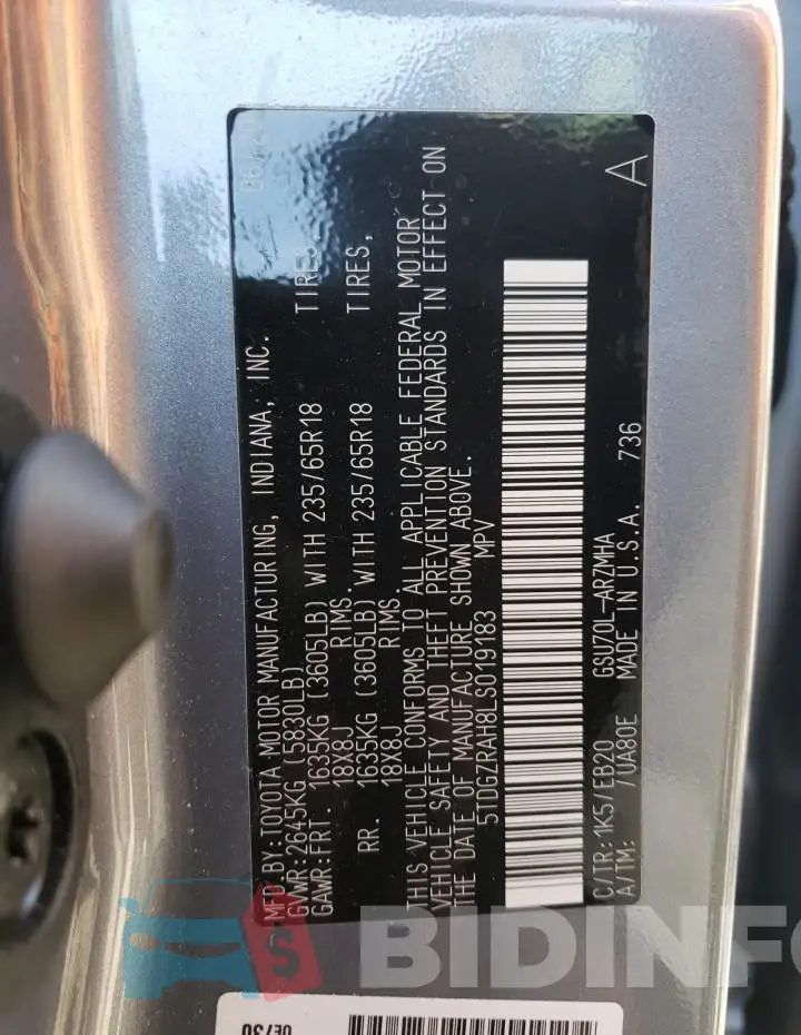 5TDGZRAH8LS019183 Photo# 14
