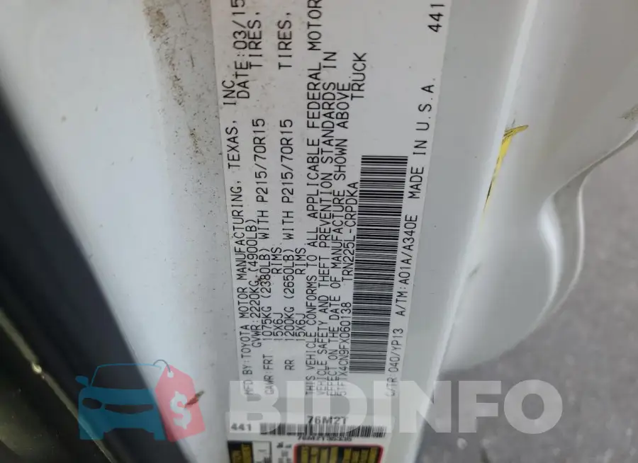 5TFTX4CN9FX060138 Photo# 12