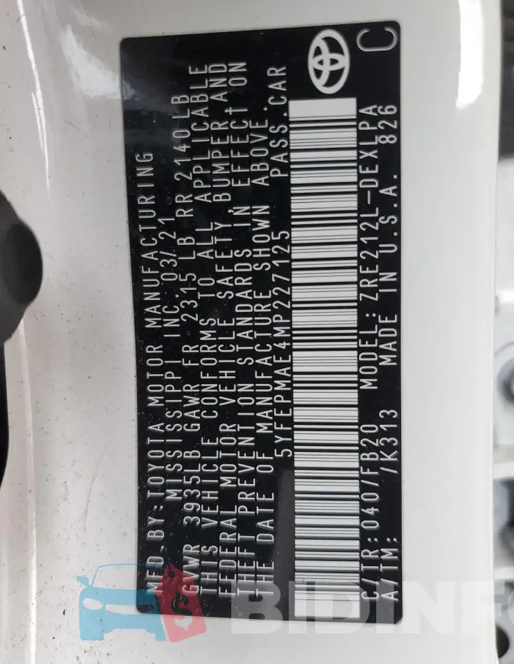 5YFEPMAE4MP227125 Photo# 13