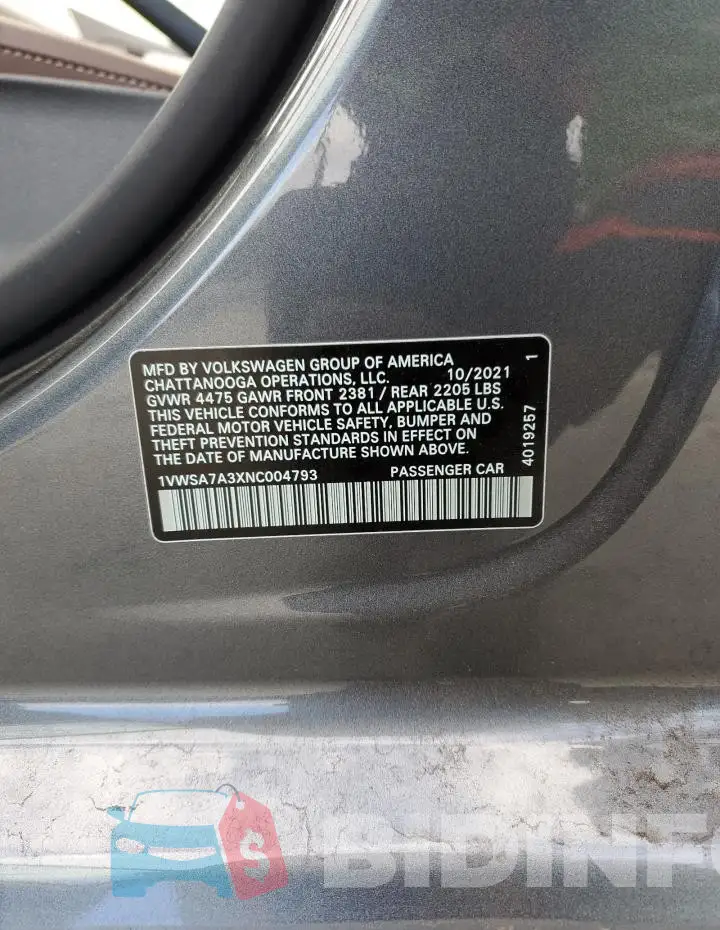 1VWSA7A3XNC004793 Photo# 13