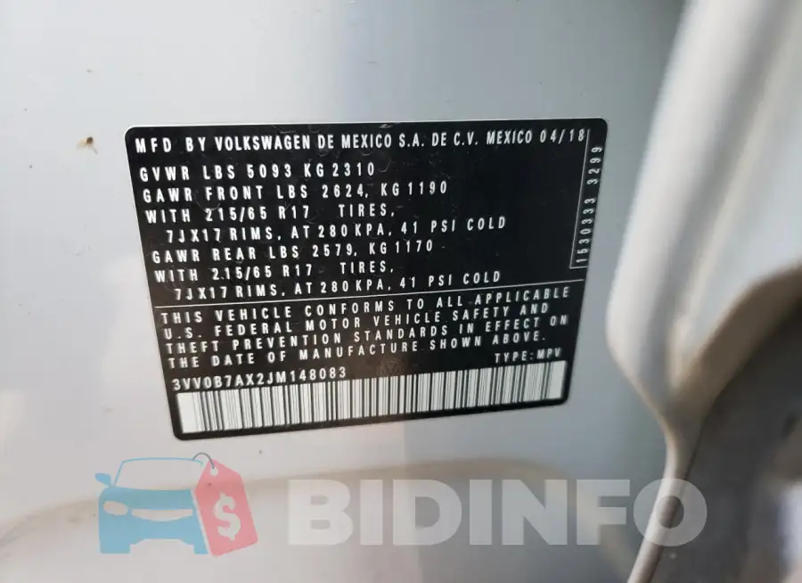 3VV0B7AX2JM148083 Photo# 12