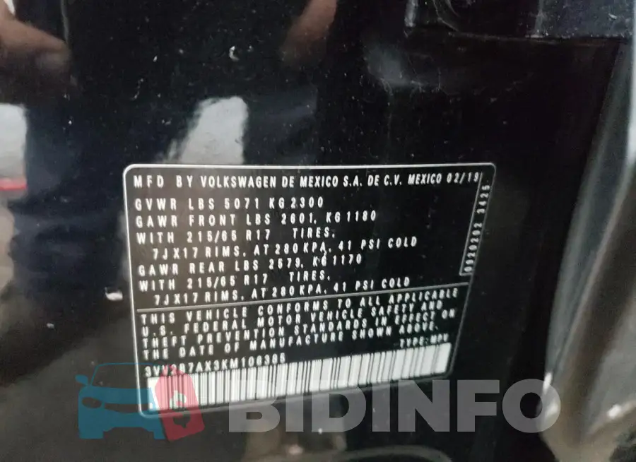 3VV2B7AX3KM106385 Photo# 14