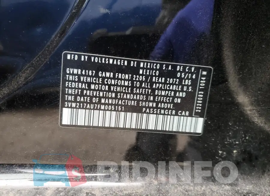 3VW217AU7FM005151 Photo# 12